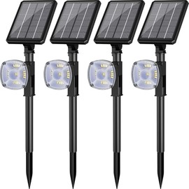 Solar Spot Lights Outdoor Waterproof,Multicolor 4 Pack IP65,Solar Spotlights Focus Lights for Yard/Landscape/Garden/House,LED Solar Prowered Flood Light,360°Adjustable Solar Panel,6 Lighting Modes RGB