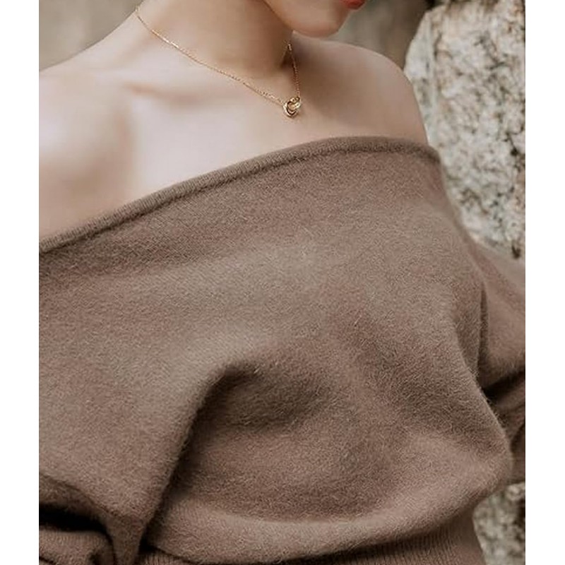 AIDAYOU Necklace Pendant Two Loops Rings Interlocking Circle Chain Necklace
