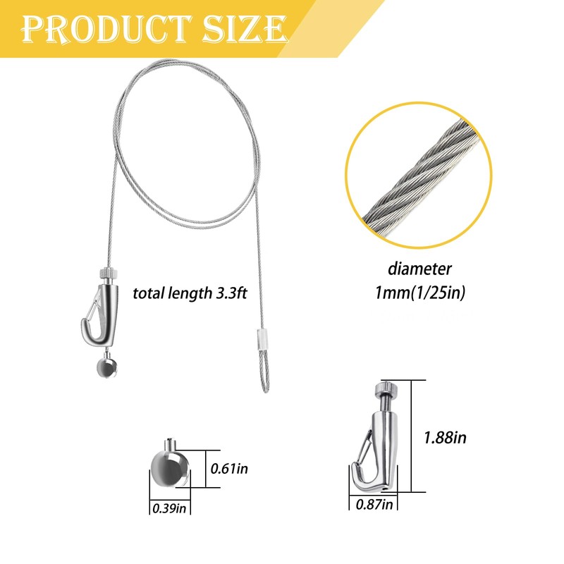 Picture Rail Hooks and Wire Hanging System,Sunxer Tool Picture Hanging