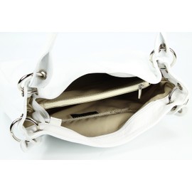 1 x Belli Italian Bag Lilly Leather Shoulder Bag Women's Handbag Shopper in Various Colours 33 x 28 x 14 cm (W x H x D), White