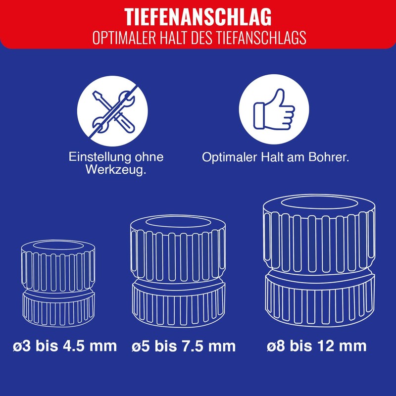 Tivoly 11109720001 Set of 3 Drill Stoppers for Drill Diameter