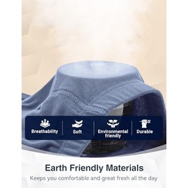 FAMI HELPER 3 Pcs Men's Incontinence Pants Incontinence Boxer Brief with Absorbent Pad 300 ML Urine Volume Cotton Washable Reusable Leakproof Incontinence Pants for Men Misty Blue Size S