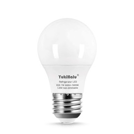 YukiHalu, A15 Appliance Light Bulb, 60W Equivalent for Range Hood/Refrigerator Light Bulb/Ceiling Fan Light, 600 Lumens 7W 120V 5000K Daylight E26 Base, Waterproof, Not Dim
