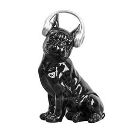 Large French Bulldog Silver Headphones Ornament Sculpture Statue Gift Frenchie