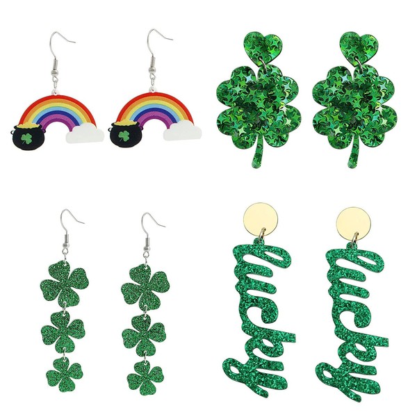 St Patricks Day Earrings Stud Green Earrings For Women Acrylic