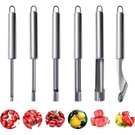REYINL 6-Piece Stainless Steel Corer & Pitter Set for Apple, Pear, Cherry & More Fruits