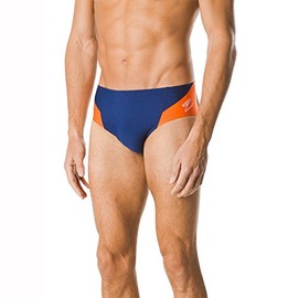 Speedo Costume da Bagno da Uomo Endurance+ Splice Team Colors Costume da Bagno, Uomo, Costume da Bagno, MENDTEAMSPLCENDBRIEF, Navy/Arancione Spark, 26