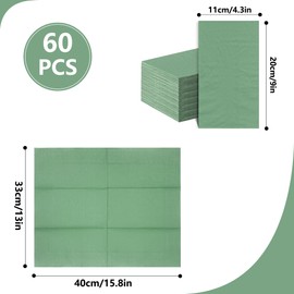 60 servilletas desechables de papel verde salvia, toallas de mano de invitados para baño, boda, cena, cumpleaños, postre, cóctel, fiesta y servilletas de cocina (2 capas, 13 x 16 pulgadas)