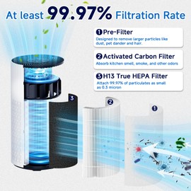 HAP604 Replacement Fil-ter Compatible With ECOSELF HAP604 Air Purifi-er, 3-Stage H13 True Hepa Air Fil-ter with Activated Carbon (White)