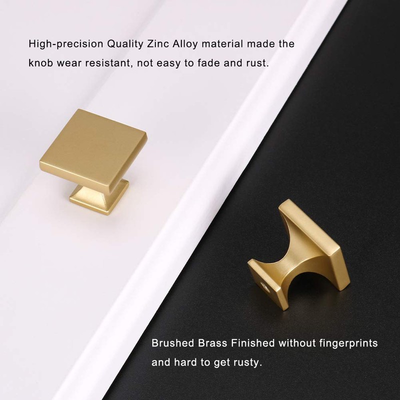 homdiy 10 Pack Gold Cabinet Knobs Brushed Brass Dresser Drawer