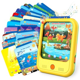 Kids Learning Tablet Educational Learning Pad for Toddlers 2-5 to Learn Alphabets, Numbers, Foods, Time, Music, Vehicles,Tablet Toy for Toddlers Ages 2 3 4 5 6 Years Old Yellow