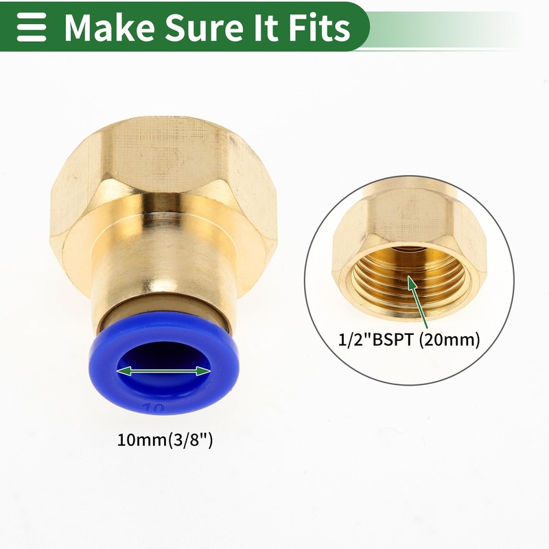 HOPESPANNER Push to Connect Air Fittings 3/8" Female Thread Air