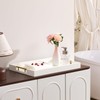 Nitinol Rectangular 18×14 Inch White Wood Ottoman Serving Tray with