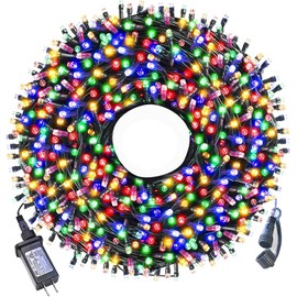 Multicolor Outdoor Christmas Lights - 105FT 300 LED, Indoor, Waterproof, Xmas Tree Decorations, Garden Party