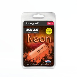 Integral Neon 64GB USB 3.0 Flash Drive - Orange