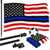 G128-6 Feet Spinning Flagpole (Black) Blue Lives Matter Flag Brass