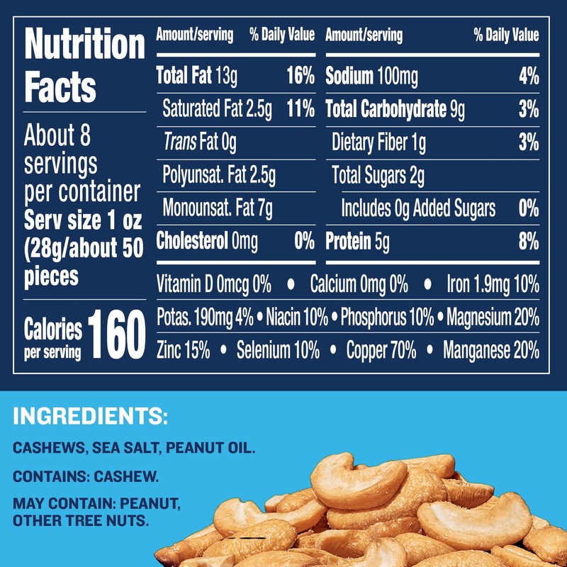 PLANTERS Salted Cashew Halves & Pieces, Party Snacks, Plant-Based Protein