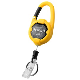 Retractable Keychain, Heavy Duty Carabiner Badge Holder, Tactical ID Badge Reel with 32” Steel Retractable Cord, 10 OZ with Badge Strap and Key Ring (Yellow, 1 Pack)
