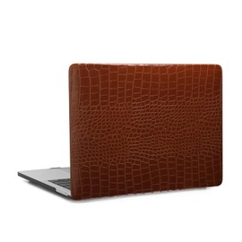 FFBOFFC Hard Cover Compatible with MacBook Pro 13 Inch Case 2015 2014 2013 2012 Model A1502 A1425 with Retina Display, Protective Crocodile Print Leather Hard Shell Case & Keyboard Cover Skin, Brown