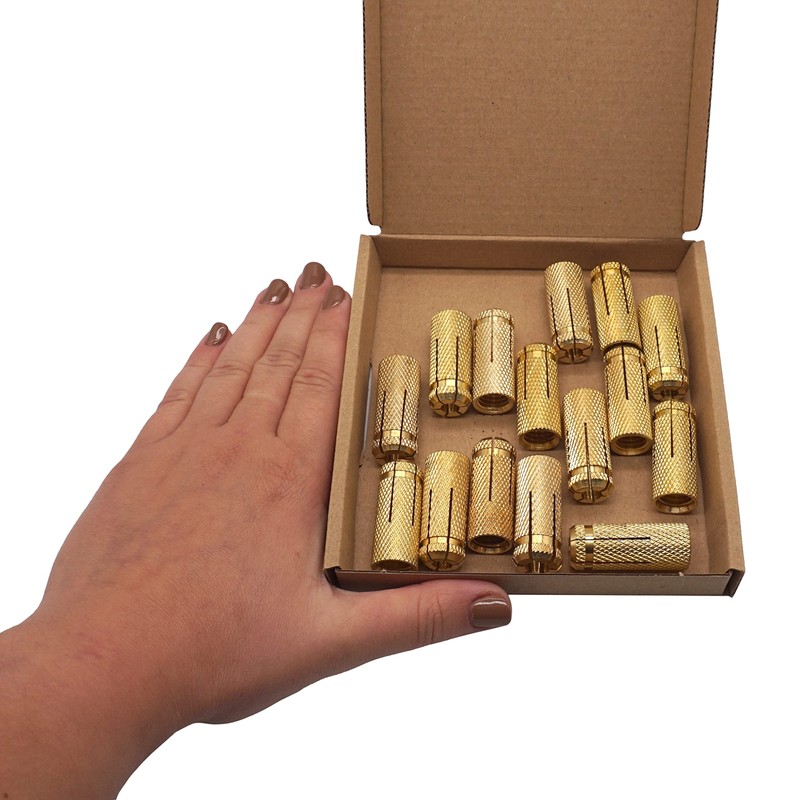SKIR'CO Pack of 15 Brass Drop in Anchor M12 x