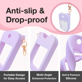 MILASONUS 1 PC Soft Silicone Case for Touchland Power Mist (1FL. OZ./30 mL), Protective and Stylish Case with Keychain Compatible with Touchland Hand Sanitizer Spray (purple)