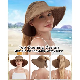 EINSKEY Women's Wide Brim Sun Visor Packable Floppy Straw Hat UV Protection for Summer Beach Travel Golf Hiking