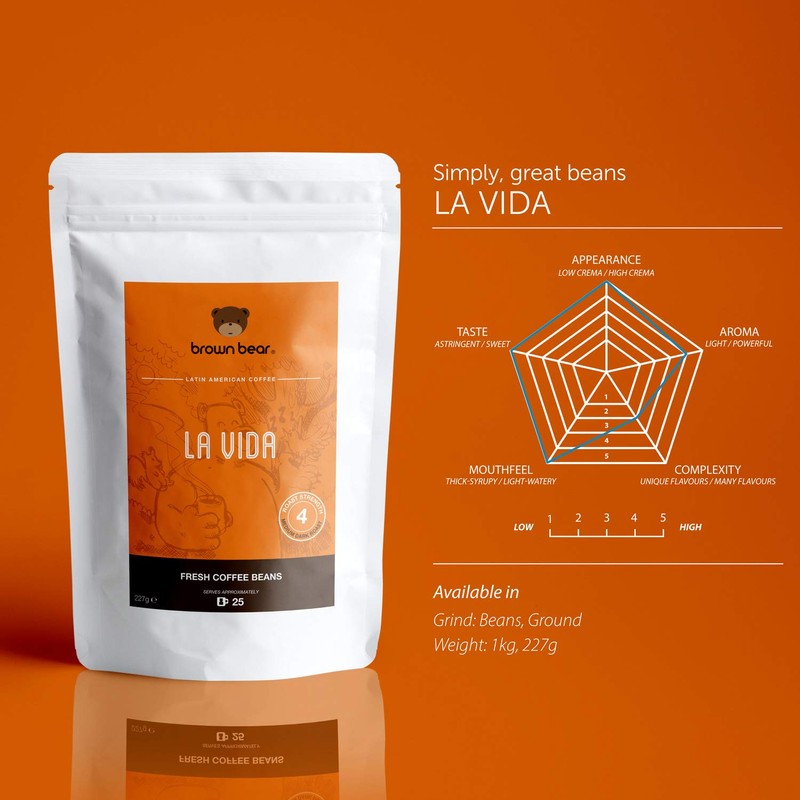 Medium Dark Roast Crema Strong Espresso Coffee Beans 227g -