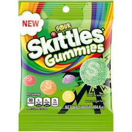 SKITTLES GUMMIES Sour Gummy Candy Grab and Go Pack, 5.8 oz Bag, Pack of 12