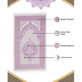 Prien Prayer Rug with Tasbih | Muslim Carpet | Praying Mat with Prayer Beads | Islamic Gifts for Women Men | Islam Portable Pray Set for Travel Kids Ramadan Namaz Hajj Umrah (Lilac)