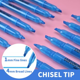 coruscant Blue Highlighters Bright Colors, 32 Packs, Chisel Tip Marking, Quick Drying, No Bleed for Teacher Organizing and Coloring in the Home, School, Office
