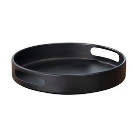 WENKO Susie Rotating Tray 360° Rotatable and Edged with Practical Handles for Safe Carrying Made of Powder-Coated Metal (W x D x H): Diameter 26 x 6 cm Black