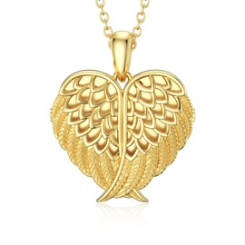 SOULMEET Angel Wing Heart Locket Necklace That Holds Picture Photo Locket Pendant You are My Angel Sterling Silver/Gold, Metal, Cubic Zirconia