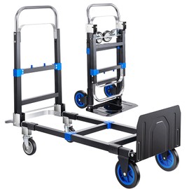 Leomru Pro 2 in 1 Aluminium Hand Truck Dolly 660lbs Capacity, Heavy Duty Convertible Hand Truck W/Pneumatic Wheels, Foldable Dolly Cart Collapsible Trolley for Moving with Retractable Handle