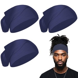 4Pcs Unisex Dread Cap for Black Men Women Frizzy Hair, Dreads Wrap for Long Braid, Elastic Dreadlock Cap for Loc Dreads Hair Accessories, Sleeping (Navy)