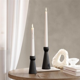 SCBLOOM Taper Candle Holders for Candlesticks Ceramic Candle Stick Candle Holder- Set of 2 Decorative Candle Stand for Wedding Decor,Dinner Party and Table Centerpieces,Housewarming Gift Black