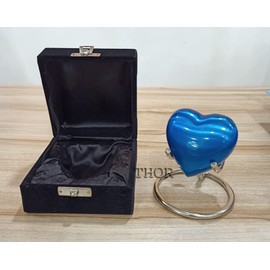 Blue Heart Keepsake Urn - Small Beautiful Urn for Ashes - Beach Handmade Mini Urns & Stand with Box - Honor Your Loved One Perfect for Adults