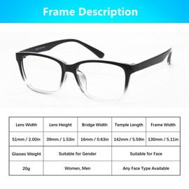 Gafas de lectura con bloqueo de luz azul para mujeres y hombres y mujeres, Negro Cristal, Magnification +0.75