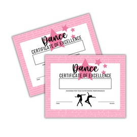 Dance Achievement Certificate of Excellence Team Awards | 50 pk 8.5x11” in Dance Competition for Students Paper Girls Gifts Recital