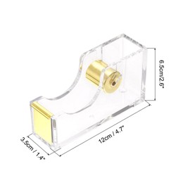 PATIKIL Tape Dispenser, Tape Dispenser Desk Cute Tape Desk Dispenser Holder Weighted Transparent Acrylic Weighted Heavy for Tape Office Desktop, Gold