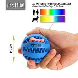 PetPäl dog ball with dental care function knobs dog toy made of natural rubber, robust dog ball diameter 7 cm, dog toy ball for large and small dogs, chew toy made of natural rubber for treats, 7cm, blue