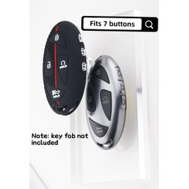 RUNZUIE 2Pcs 7 Buttons Smart Key Fob Cover for 2025 2024 Hyundai Elantra Santa Fe Tucson Kona Sonata Ioniq (Black)