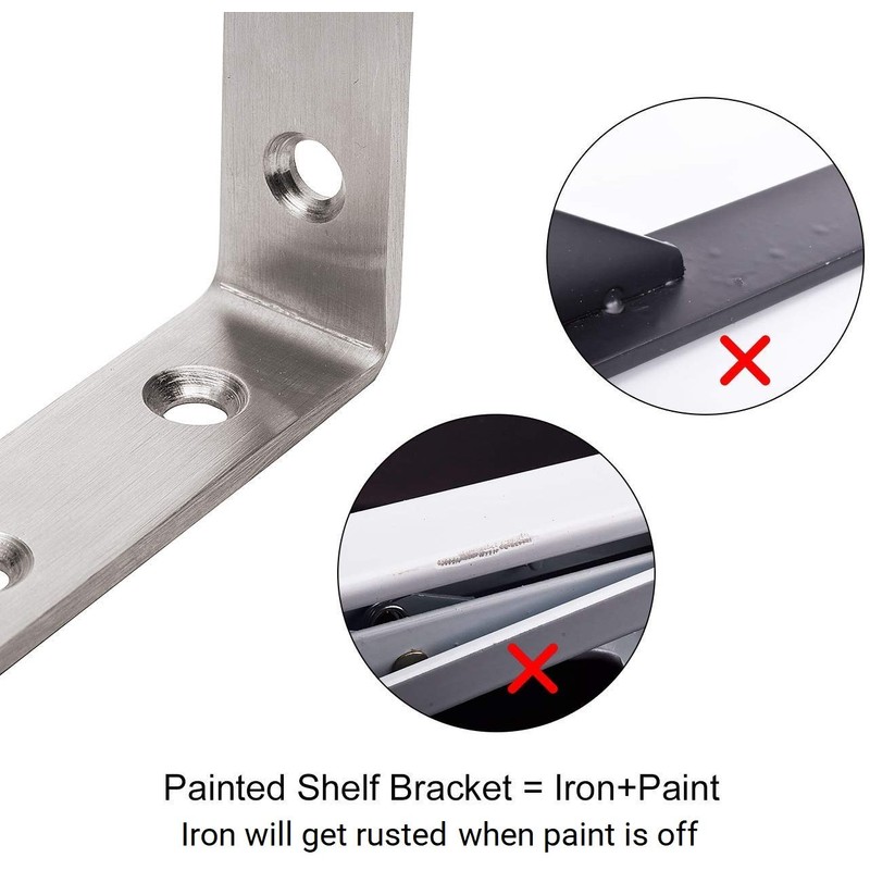 Hyber&Cara 6 Pack Heavy Duty Right Angle Bracket Stainless Steel