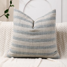 AMAROTI Throw Pillow Covers 18x18 Set of 2 Striped Pillow Covers with Chic Decorative Pillows Square Cushion Covers for Sofa Couch Bed Living Room Farmhouse Decor
