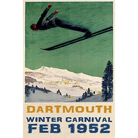 DARTMOUTH 1952 CARNIVAL AMERICAN USA US SKIING SKI JUMPING DOWNHILL WINTER SPORT 12" X 16" IMAGE SIZE VINTAGE POSTER REPRO ON CANVAS SHIPPED ROLLED UP. ski12dartmouth