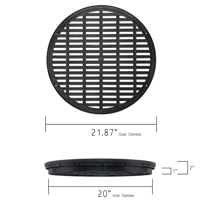 Storm Drain FSD-3017-G20B 20-in. Round Flat Green Grate for Catch