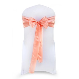 Unbranded 100 Peach Satin Chair Sashes Silky Sateen Chair Bows wedding party décor