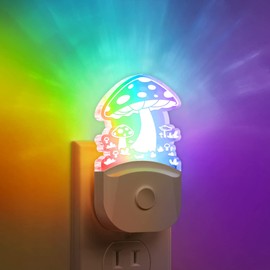 Mushroom Night Light [2 Pack], Plug in Lamp, 8 Color Changing LED Night Lights for Adults Kids Baby Children NightLight Wall Mushroom Decor Lamp for Bedroom Bathroom,Toilet,Stairs,Kitchen,Hallway