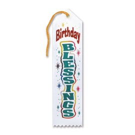 White Birthday Blessings Ribbon