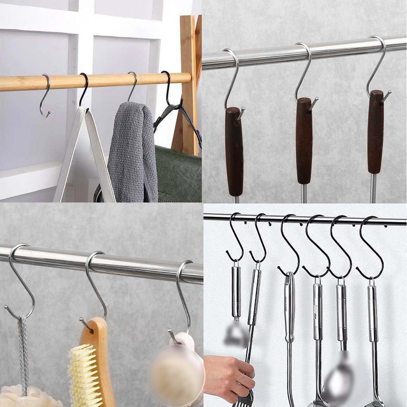 10-Pack S Shaped Hooks,Stainless Steel Metal Hangers for Home,Office,Work Shop