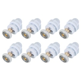 sourcing map 19mm Shower Door Rollers, Sliding Shower Doors Runners Wheels Replacement Copper Rod Pulley for Bathroom Glass Doors 4-6mm, White 8 Pcs